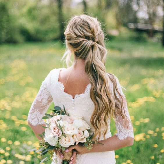 Bridal Hairstyles Side Ponytail With Veil