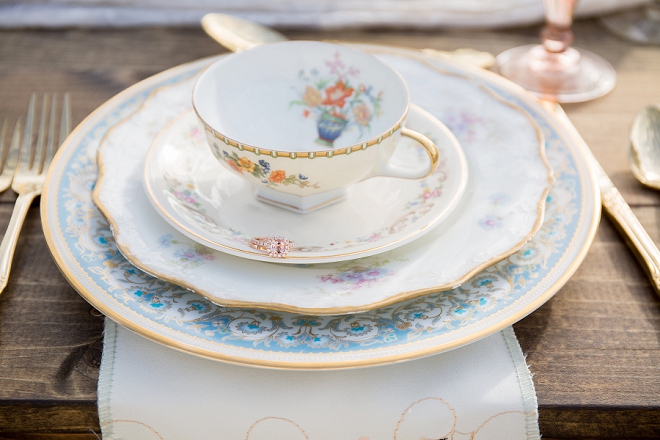 We can't get over the vintage china at this styled shoot! So gorgeous!