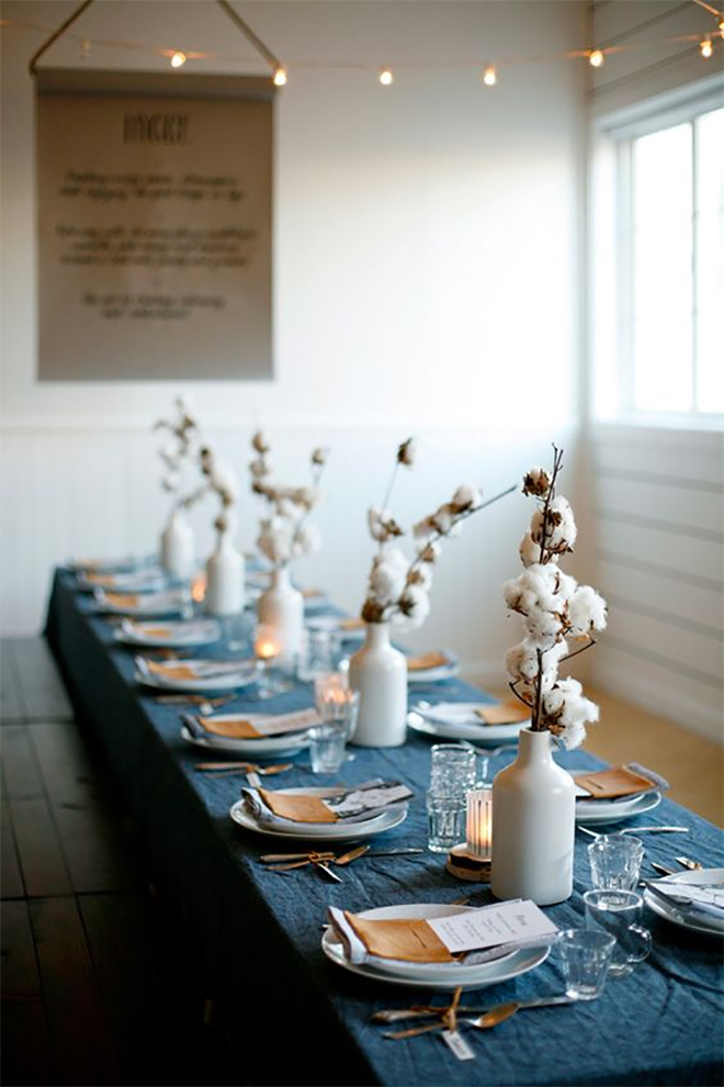 Cotton branches are a sweet alternative to florals.