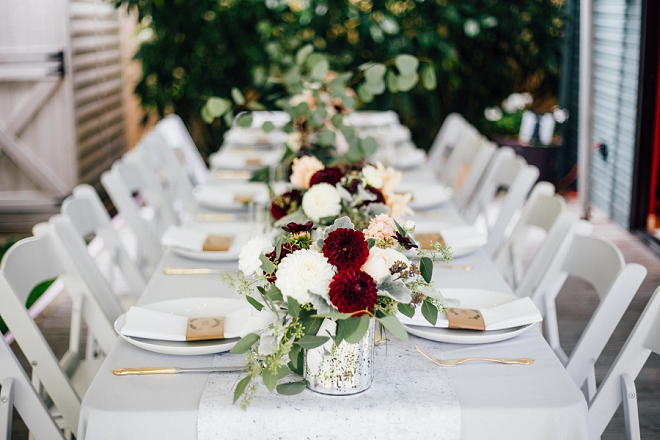 We're swooning over this stunning backyard wedding and tablescape!