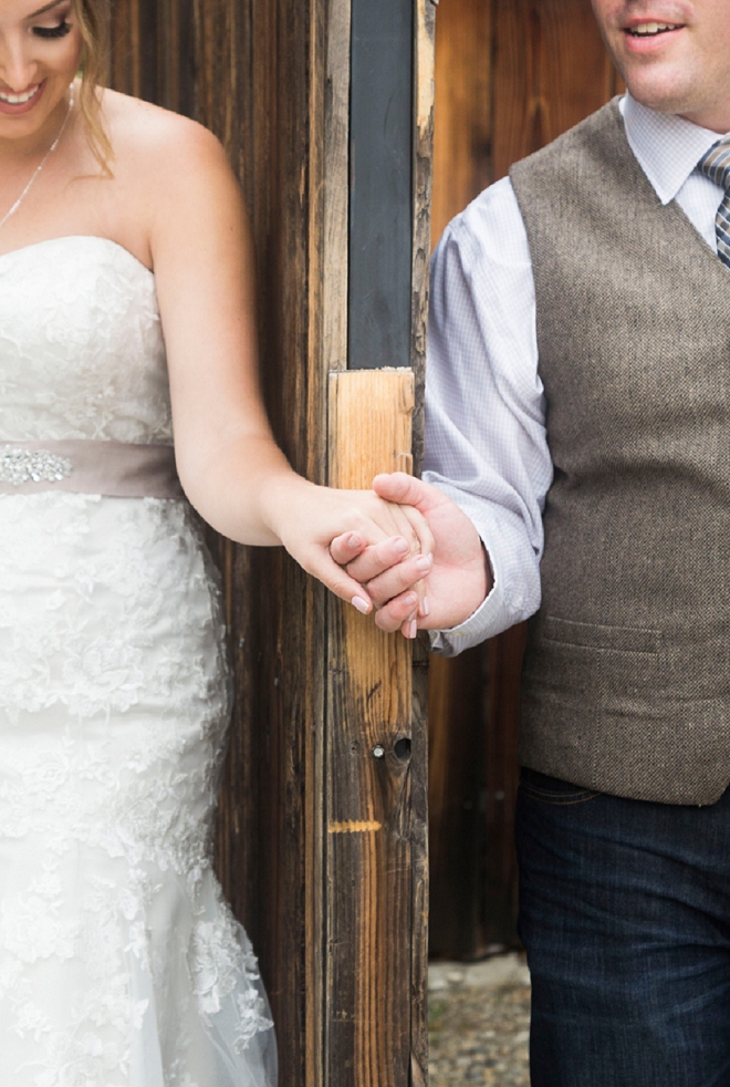 We're crushing on this Bride and Groom's first touch before the ceremony! So sweet!
