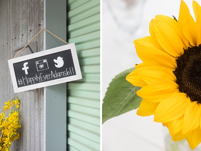 We love the darling rustic touches and Instagram sign at this stunning wedding!