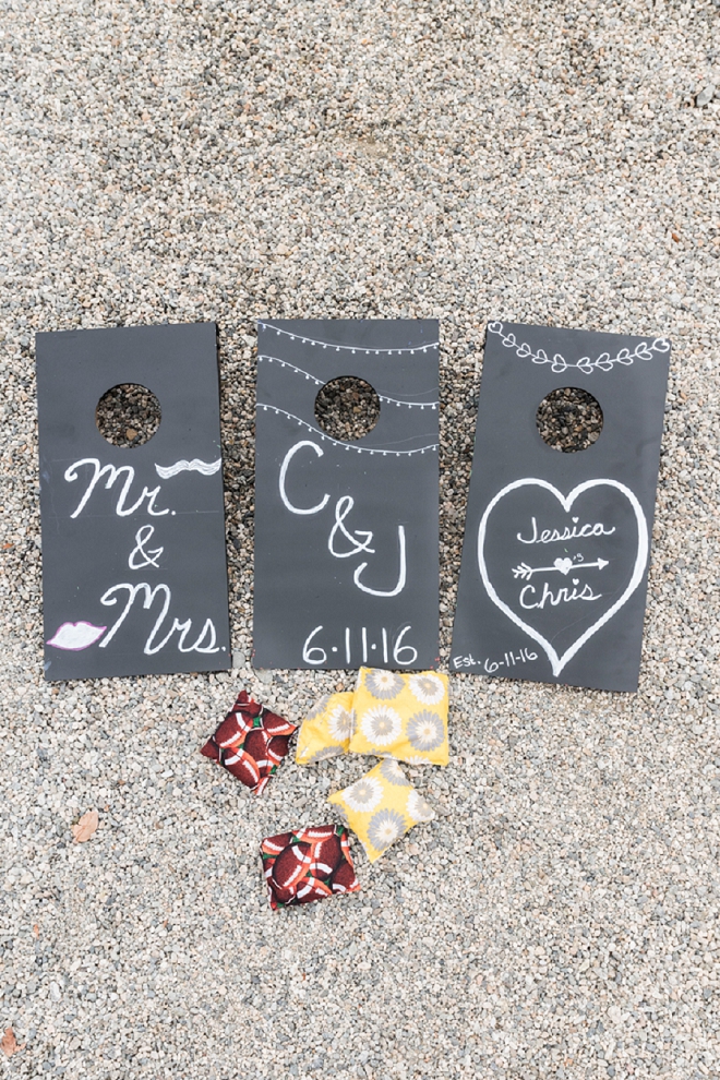How cute is this couple's DIY corn hole came for their reception!? LOVE!