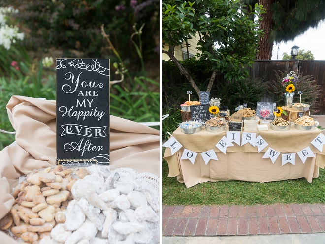 We're loving this super cute dessert bar at this outdoor wedding!