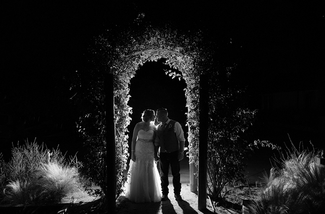 We're swooning over this stunning photo of the new Mr. and Mrs. after the reception!