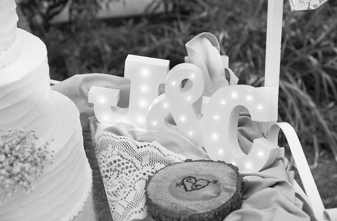 We love all of the monogrammed touches at this rustic DIY wedding!