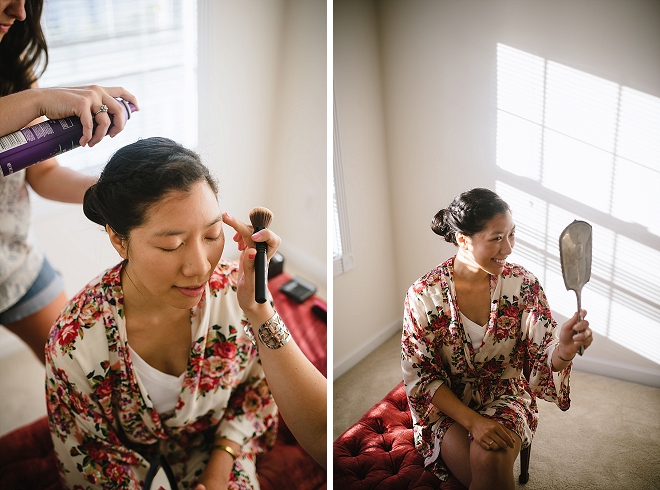 The beautiful Bride getting ready for the ceremony!