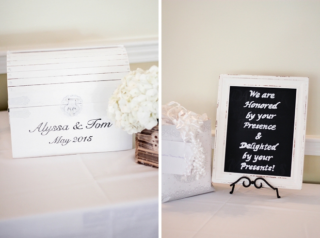 We're loving this couple's fun sign and reception for wedding gifts!