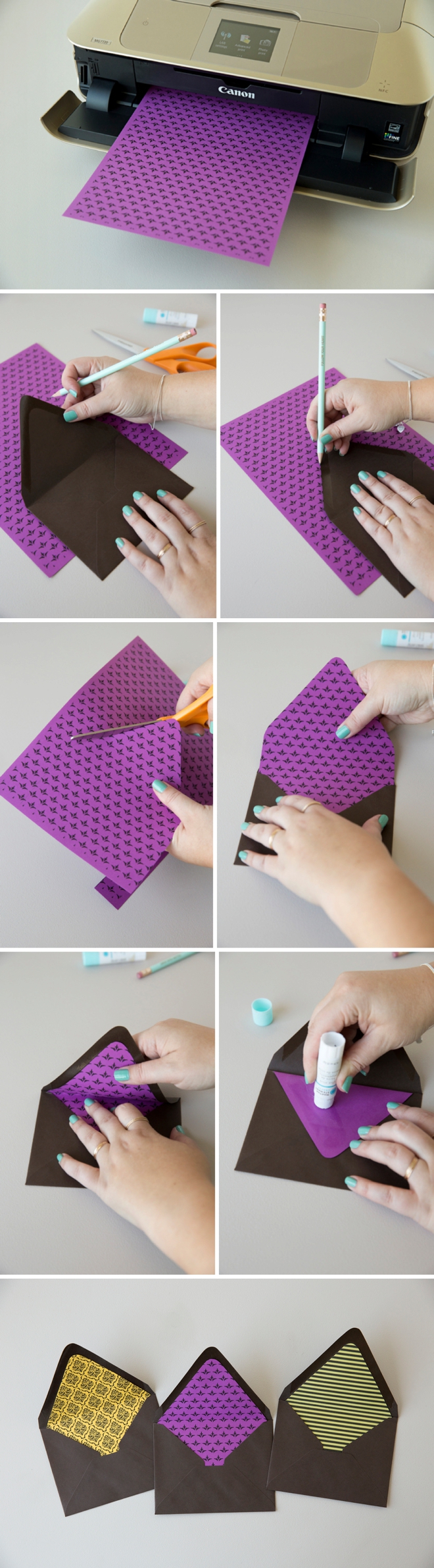 How to make your own envelope liner with free printable designs!