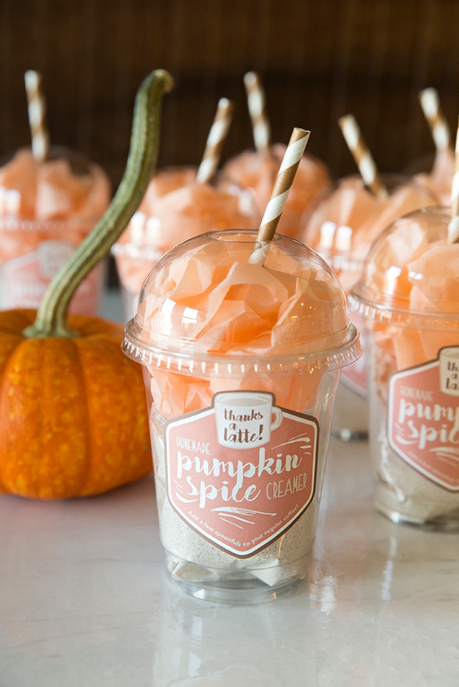 DIY Pumpkin Spice Creamer Favors with free printable labels!
