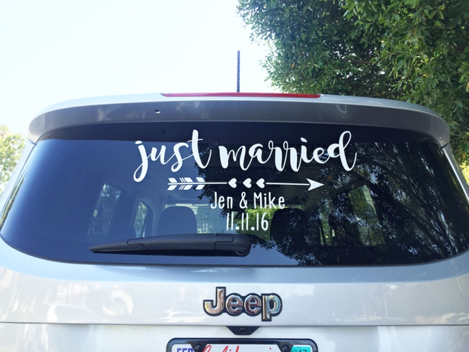 DIY Just Married Car Window Cling Sign!