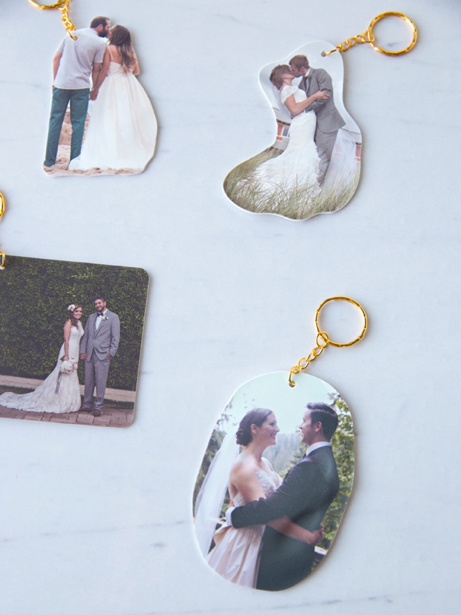 Learn how to make the most adorable wedding photo shrinky-dink keychains!