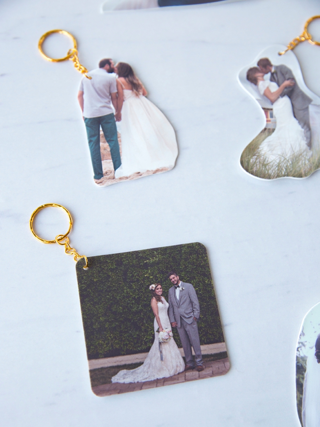 Learn how to make the most adorable wedding photo shrinky-dink keychains!