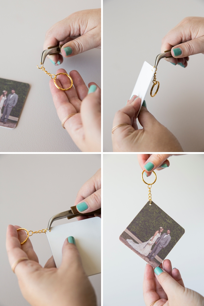 Learn how to make the most adorable wedding photo shrinky-dink keychains!