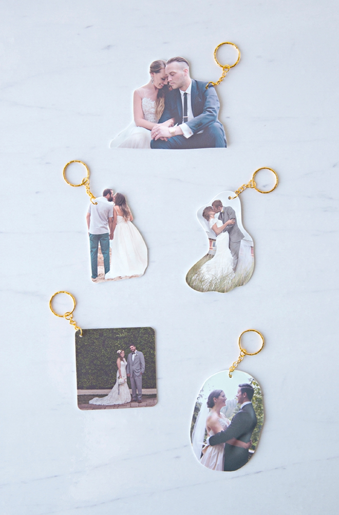 Learn how to make the most adorable wedding photo shrinky-dink keychains!