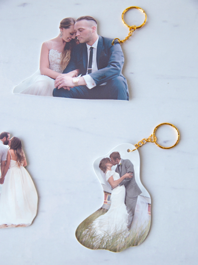 Learn how to make the most adorable wedding photo shrinky-dink keychains!