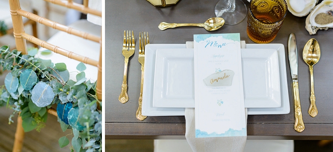 How gorgeous are these DIY sea glass place settings?! LOVE!