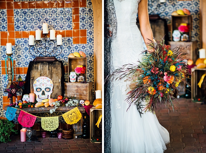 We are in LOVE with this stunning styled Day of the Dead wedding shoot and stunning bouquet!