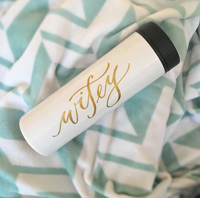 Check out this adorable Wifey coffee tumbler from Everyday Calligraphy!