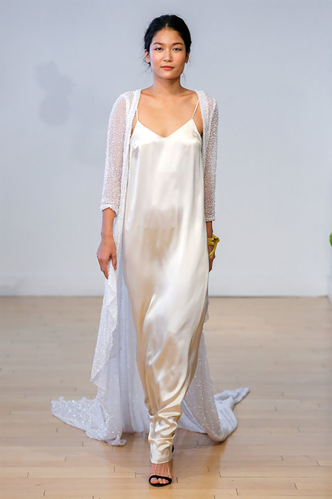 a long beaded jacket is a super chic bridal cover-up