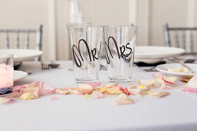 How darling are these Mr. and Mrs. glasses for the reception?! LOVE!