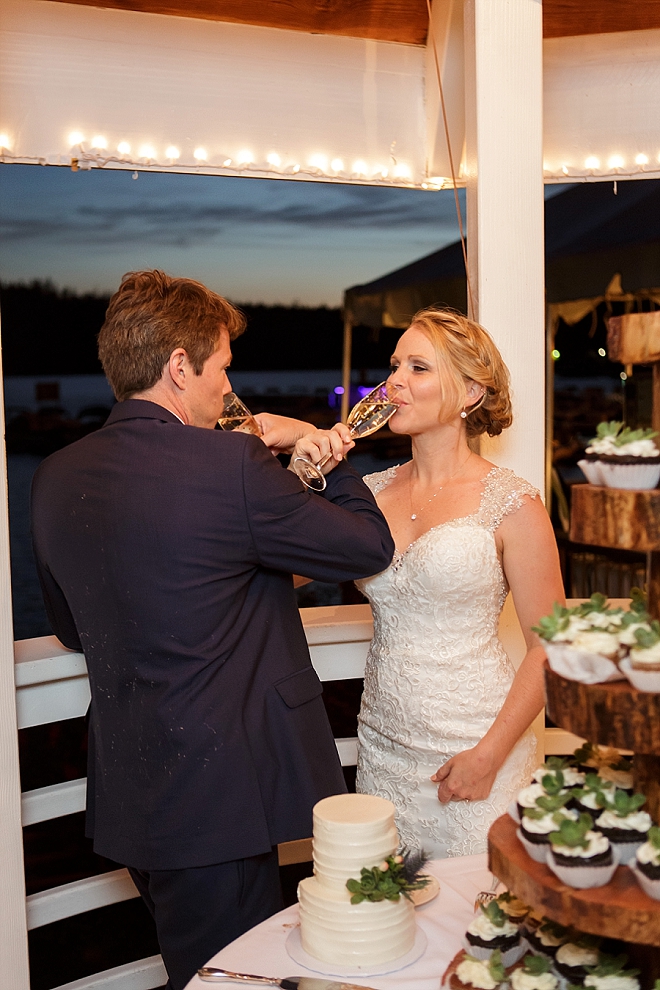 Cutting the cake as Mr. and Mrs!