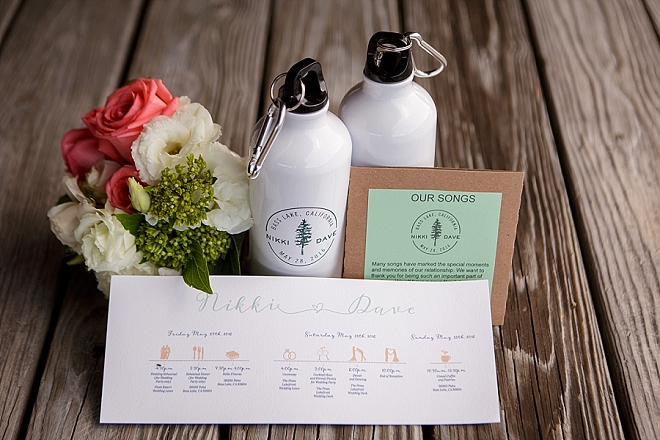We're obsessed with this couple's darling wedding party welcome kits!