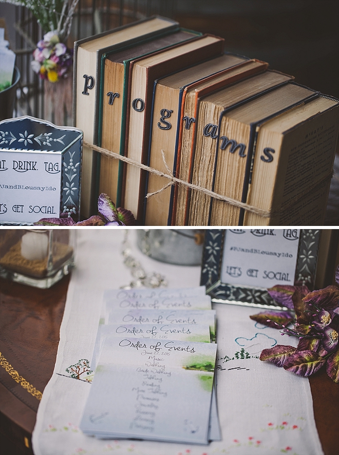 How darling are these handmade ceremony programs and sign?! LOVE!