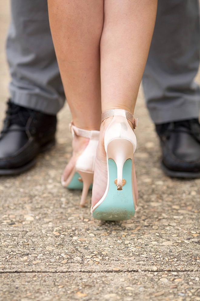 We love this Bride's blue bottom shoes for her engagement session!