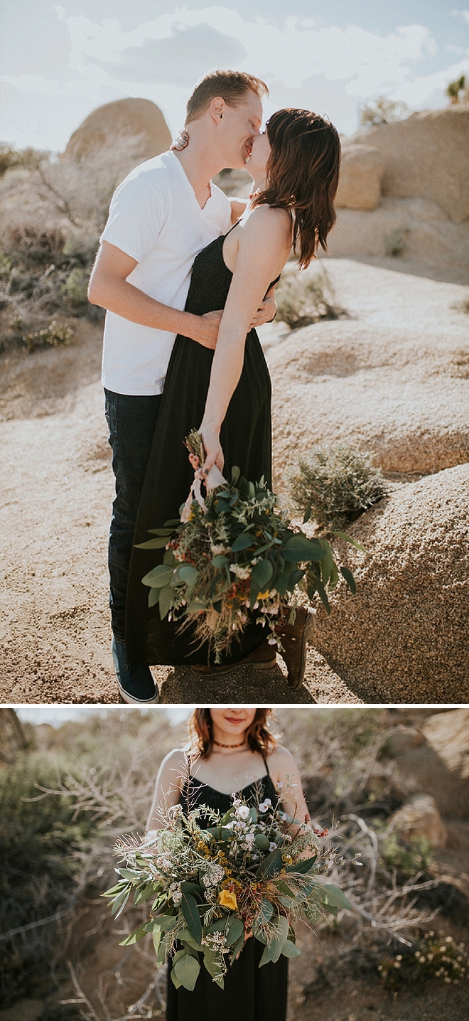 We can't get over this stunning bouquet at this boho-chic engagement session!