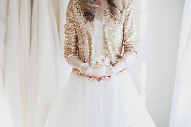 Extra sparkle!?  Yes please!  We love a bride in a sequined cardigan.