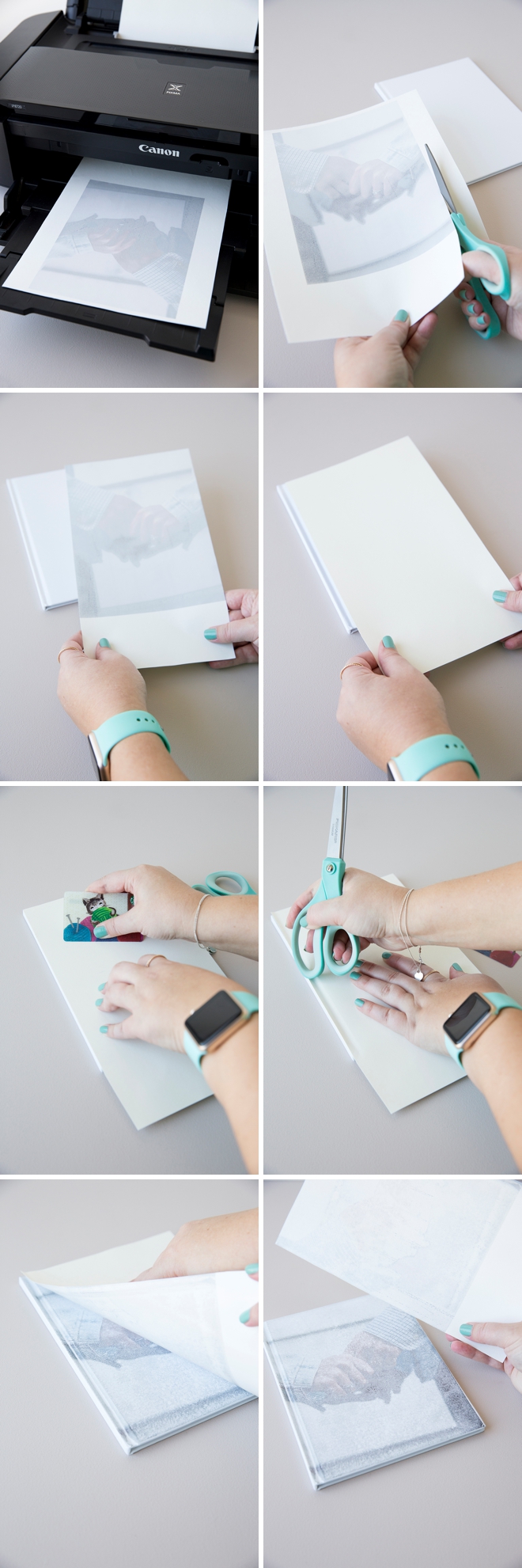 Transfer a photo onto the front of a blank journal for the cutest wedding keepsake!