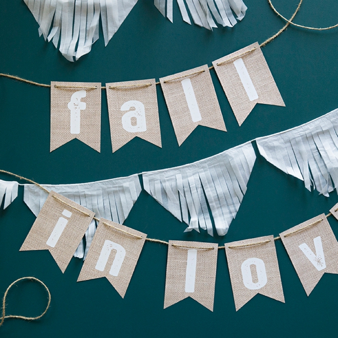 Free printable burlap alphabet banner, make it say whatever you want!