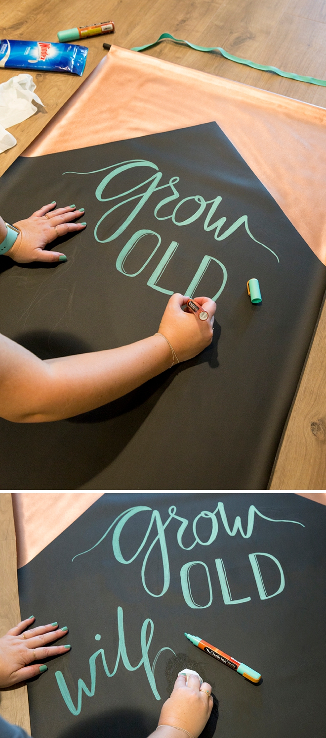 How to make a giant chalkboard sign using blackboard fabric!