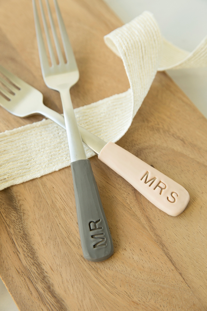 Learn how to make these adorable mr and mrs forks using oven-bake clay!
