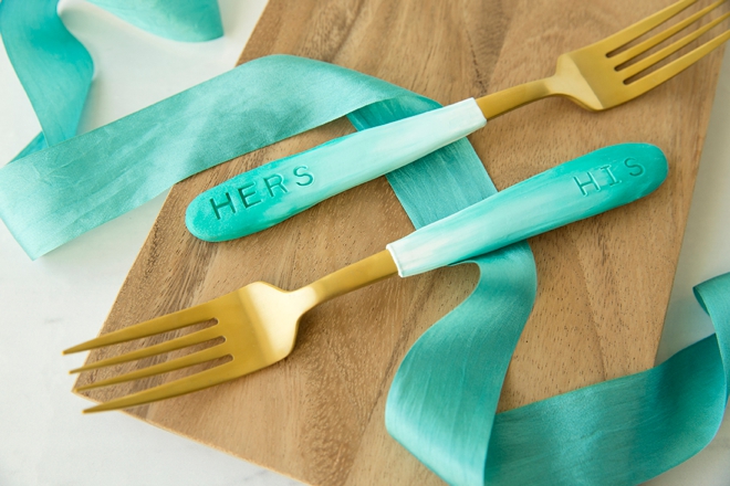 Learn how to make these adorable his and hers cake forks using oven-bake clay!