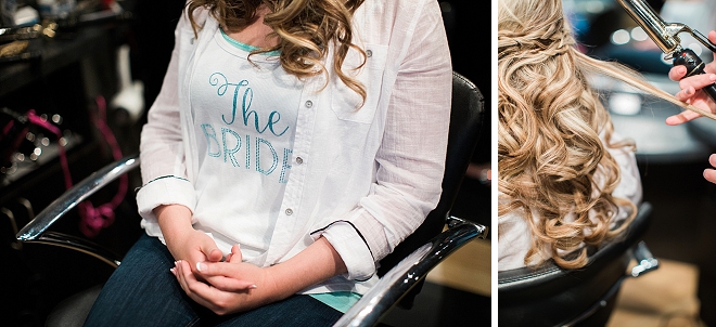 We're loving this Bride's getting ready turquoise tank!