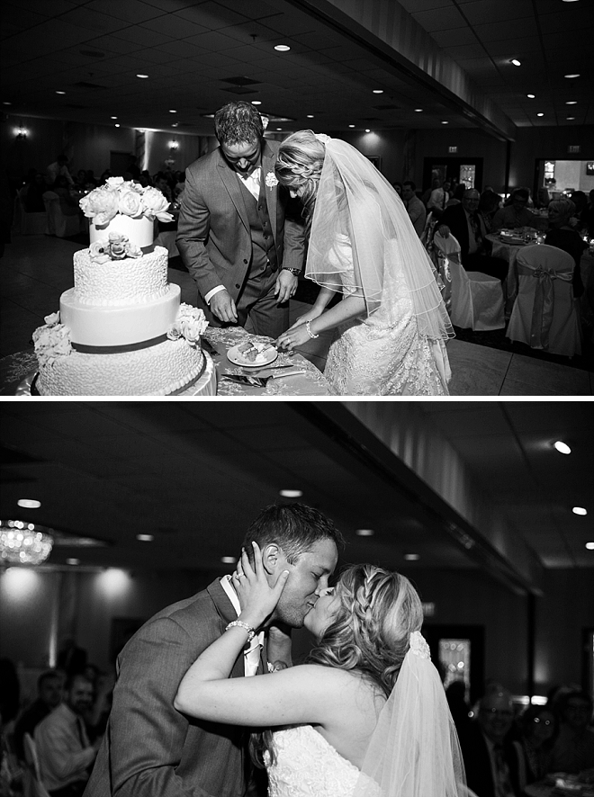 Such a sweet snap of this couple's cake cutting!