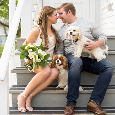 We love this stunning engagement with pups!