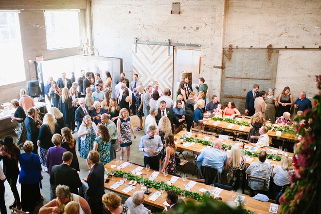 Such a fun industrial loft reception!