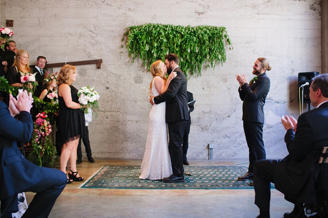 The first kiss as Mr. and Mrs! So sweet!