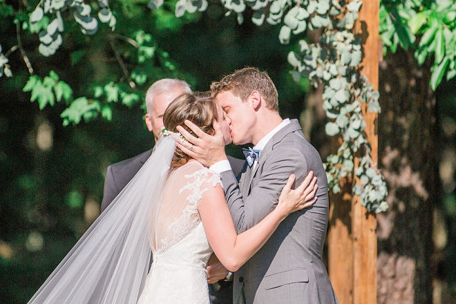 The sweet first kiss as Mr. and Mrs!