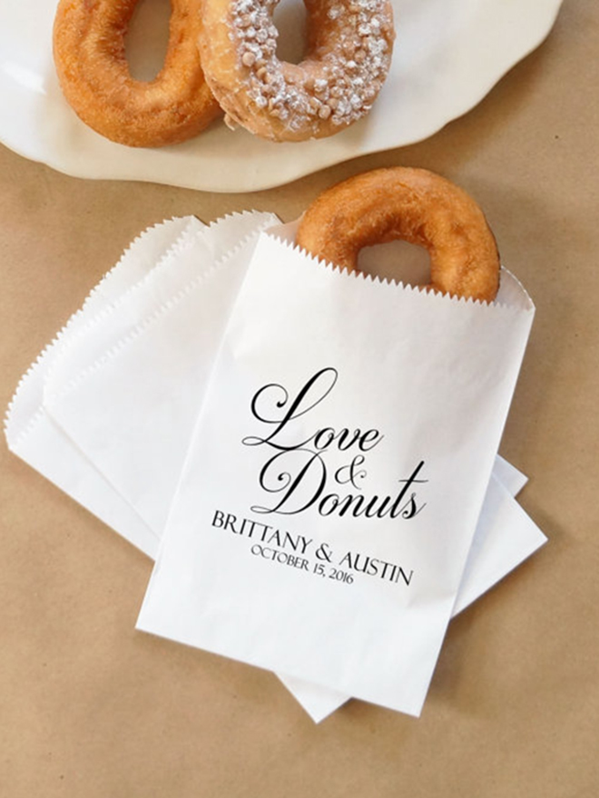 Love and Donuts, donut wedding favor bag from Nottingham Paper Goods!