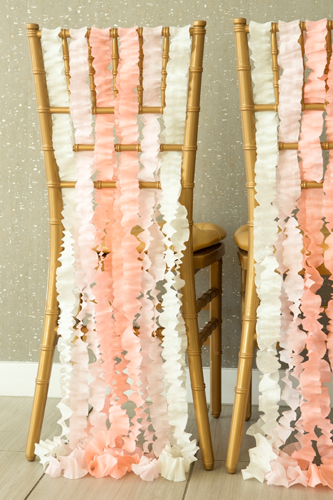 Learn how easily you can make this chic wedding chair decor out of just crepe paper!