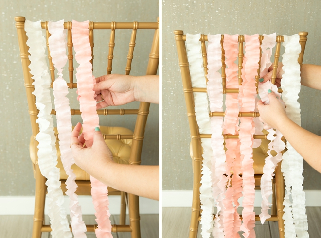 Learn how easily you can make this chic wedding chair decor out of just crepe paper!