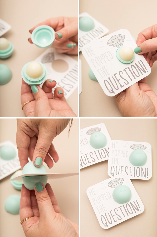 These are just the cutest DIY EOS lip balm bridal shower gifts!