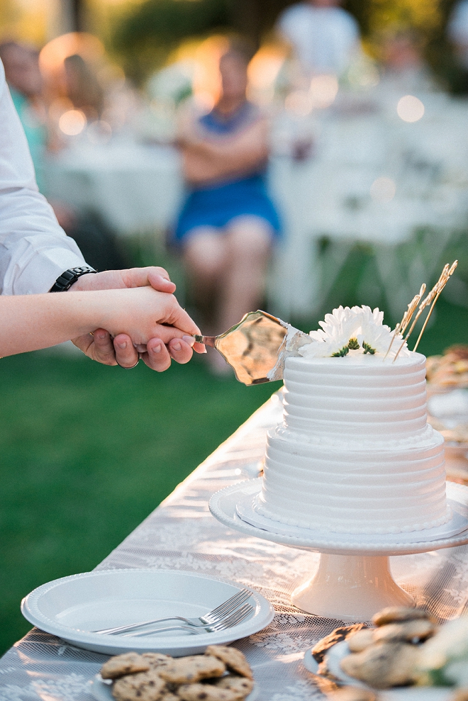 The new Mr. and Mrs. cutting the cake!