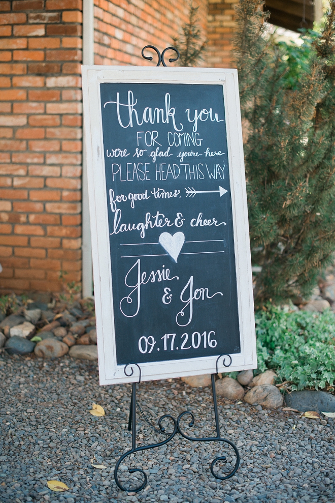 We love this couple's sweet wedding reception sign!