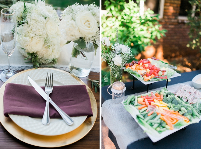 We love the modern rustic feel of this couple's table setting!