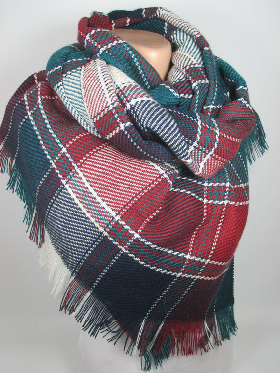 This plaid blanket scarf looks perfect for the chilly weather!